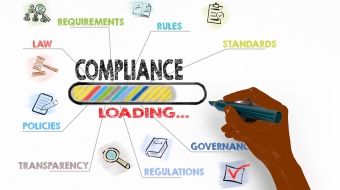 Compliance Concept. Chart with keywords and icons on white background.